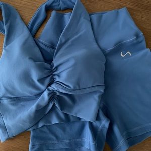 TLF tempo athletic set - ribbed workout sports bra and high waisted shorts